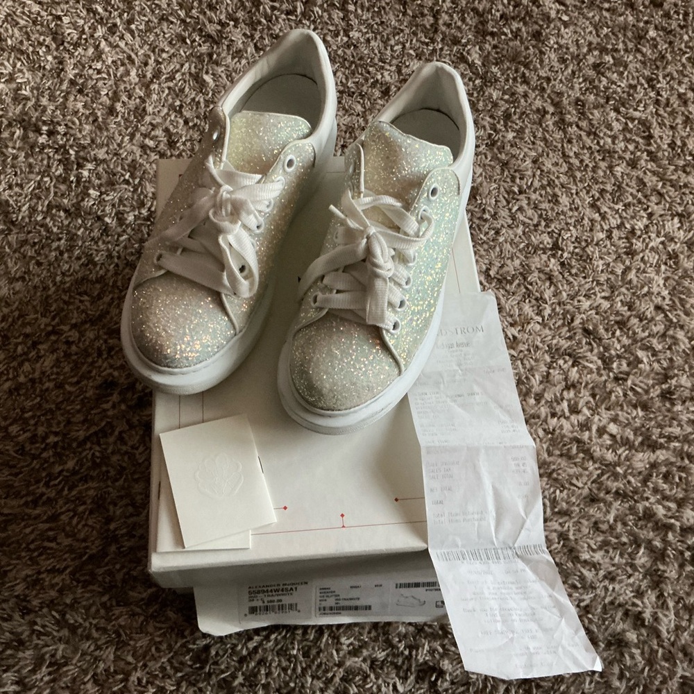 Alexander McQueen Glittery White Sneakers